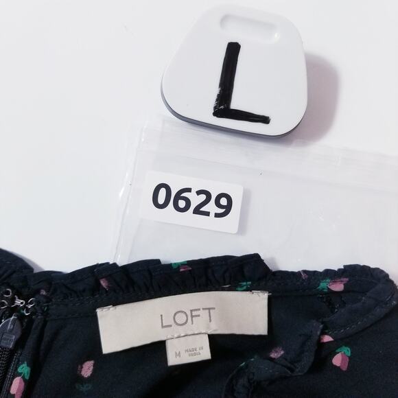 LOFT Floral Print Bell Sleeves Ruffle Midi Dress - Picture 10 of 11